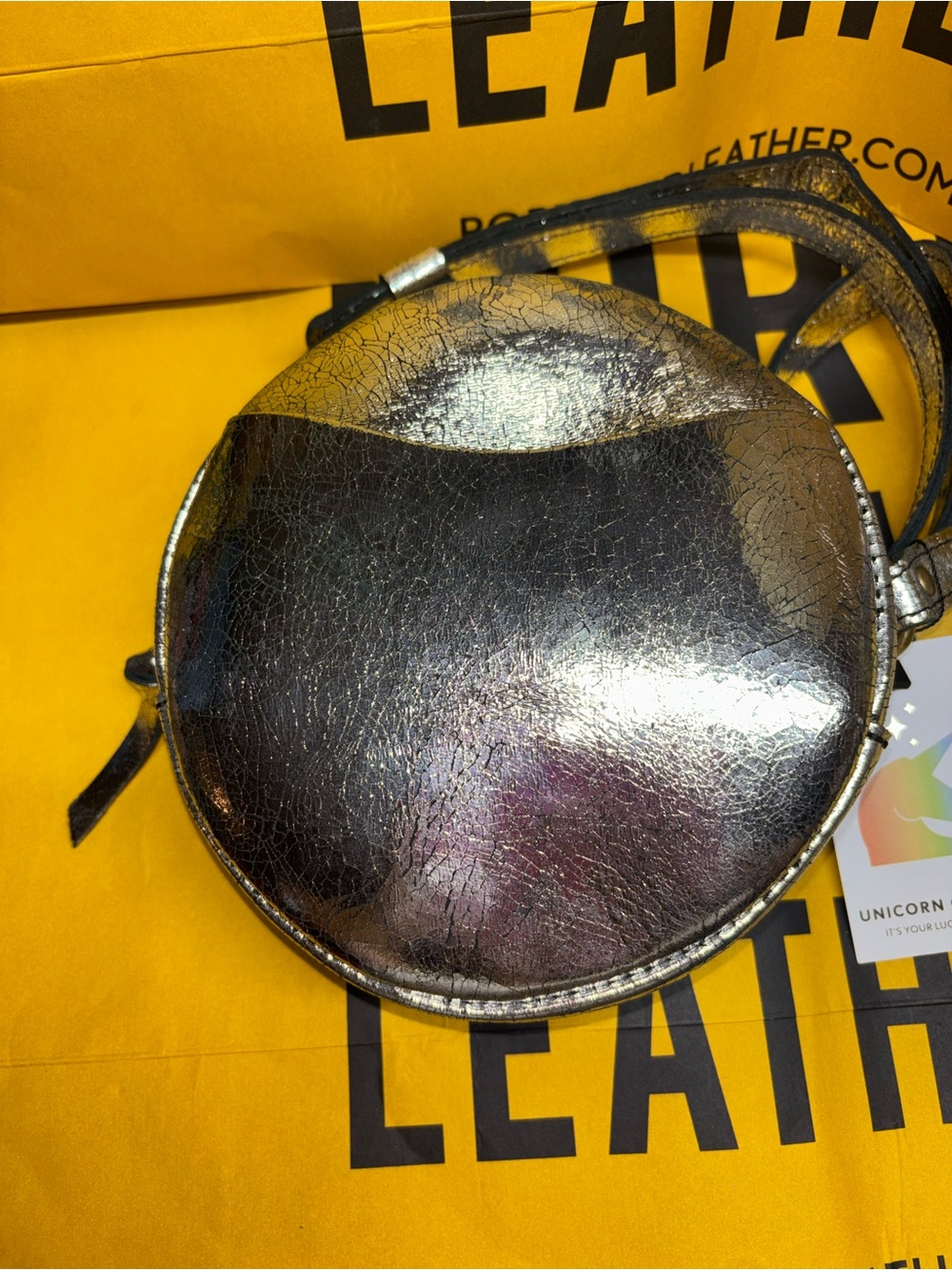 Portland Leather Circle Crossbody- Small - Broken Glass